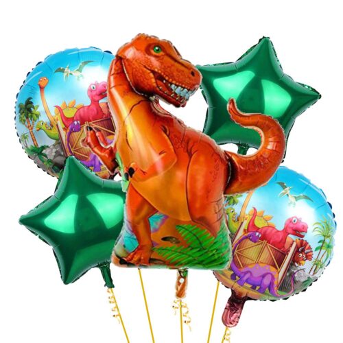 Dinosaur Theme Foil Balloons Multicolor -Set of 5