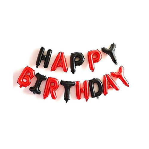 Happy Birthday foil Balloons Red & Black For Birthday Decoration Pack of 13 pc