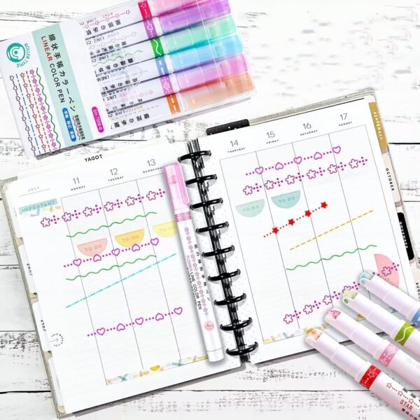 Linear Color Pen Highlighter Pen Set Line Markers Colors For Adults & Kids, Roller Line Marker Pen, School Stationery Kit, Roller Line Markers For Drawing, Journaling, Scrapbooking, Green - Image 8