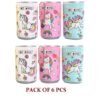 Pack of 6 Unicorn Tin Shape Mini Wet Wipes Tissue, Extremely Portable Tin (Colour may vary as Per Availability)